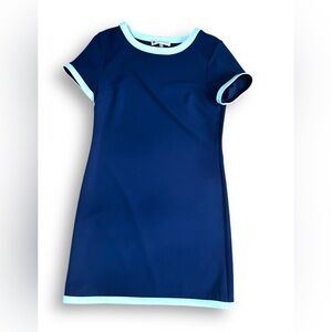 JUDE CONNALLY Navy Blue Mini Dress White Trim EUC Size Small Preppy Officewear